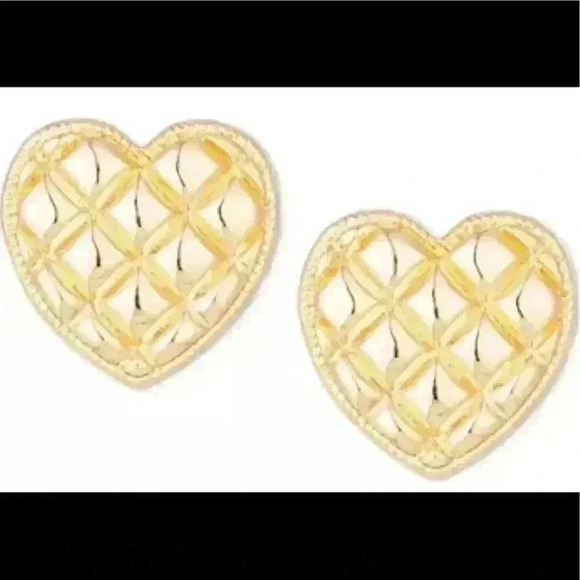 Charter Club GoldTone Textured Heart Stud Earrings - Picture 1 of 2